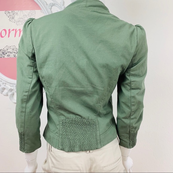 Zara / Olive Green Embroider Fully Lined Jacket - Picture 5 of 8